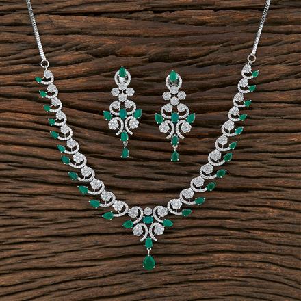 Cz Classic Necklace With Rhodium Plating