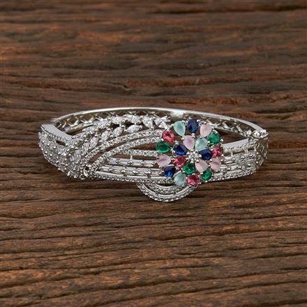 Cz Classic Kada With Rhodium Plating