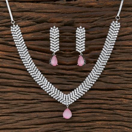 Cz Classic Necklace With Rhodium Plating