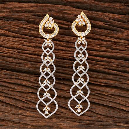 Cz Long Earring With 2 Tone Plating