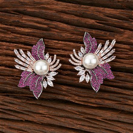 Cz Moti Earring With Black Rose Plating