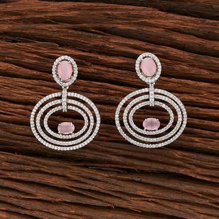 Cz Short Earring With Rhodium Plating