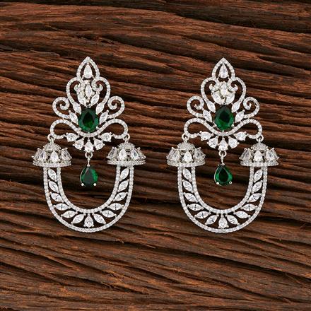 Cz Classic Earring With Rhodium Plating