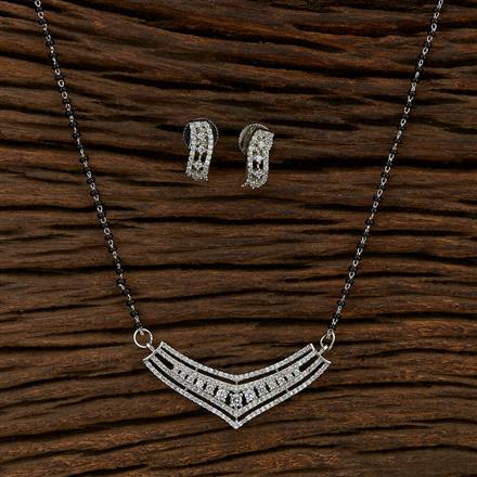 Cz Classic Mangalsutra With Rhodium Plating