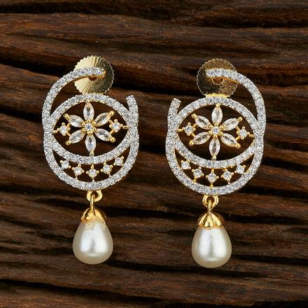 Cz Short Earring With 2 Tone Plating