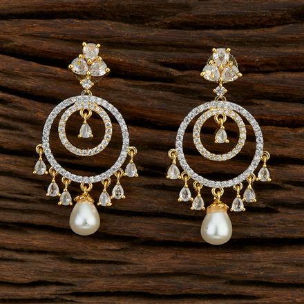 Cz Chand Earring With 2 Tone Plating