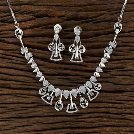 Cz Classic Necklace With Rhodium Plating