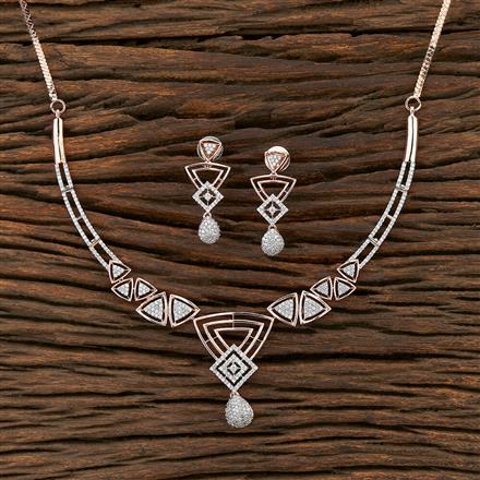 Cz Stiff Necklace With Rose Gold Plating