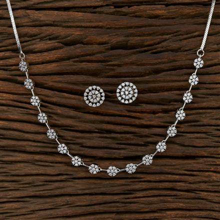 Cz Classic Necklace With Rhodium Plating