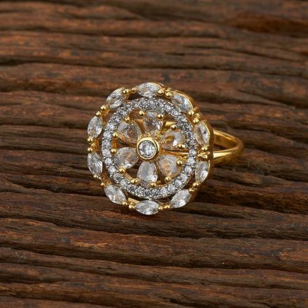Cz Adjustable Ring With 2 Tone Plating
