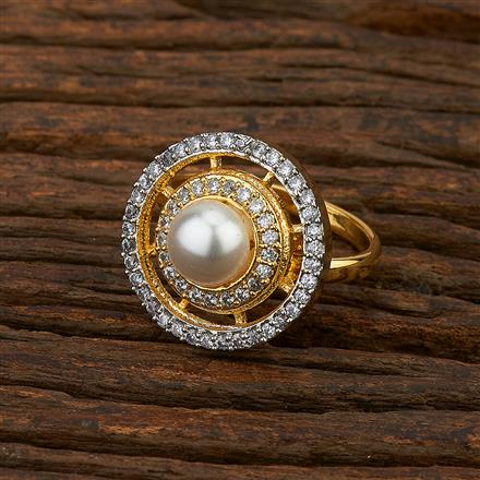 Cz Adjustable Ring With 2 Tone Plating