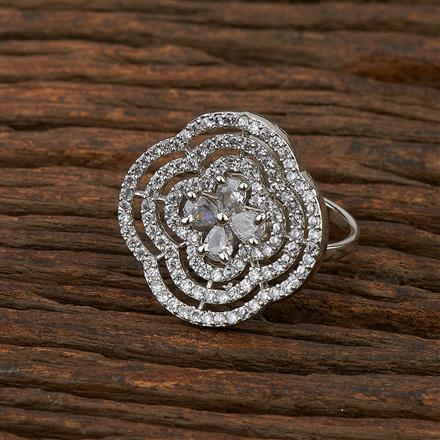 Cz Adjustable Ring With Rhodium Plating