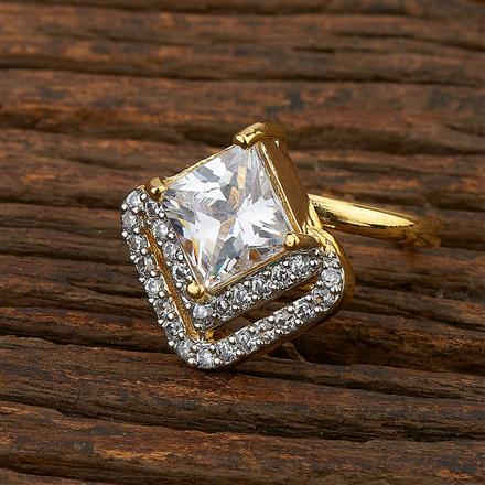 Cz Adjustable Ring With 2 Tone Plating