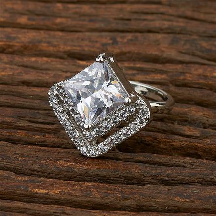 Cz Adjustable Ring With Rhodium Plating