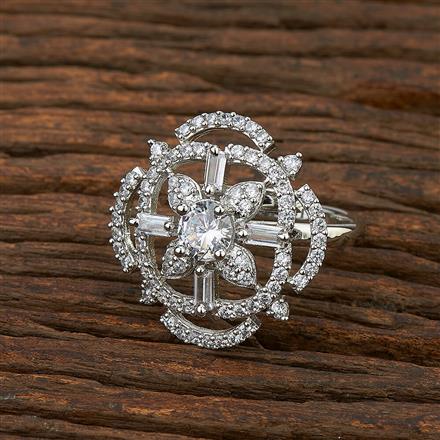 Cz Adjustable Ring With Rhodium Plating