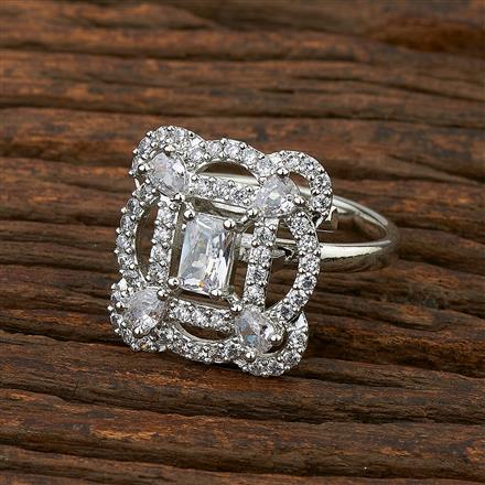 Cz Adjustable Ring With Rhodium Plating