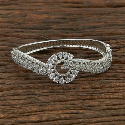 Cz Classic Kada With Rhodium Plating