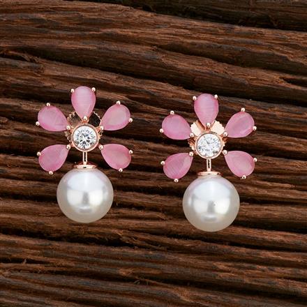 Cz Moti Earring With Rose Gold Plating