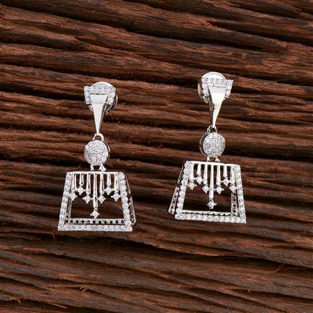 Cz Short Earring With Rhodium Plating