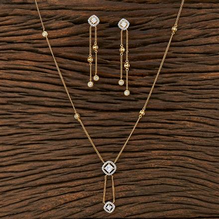 Cz Delicate Pendant Set With 2 Tone Plating