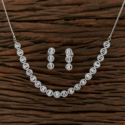 Cz Delicate Necklace With Rhodium Plating