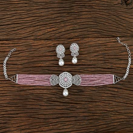 Cz Mala Necklace With Rhodium Plating