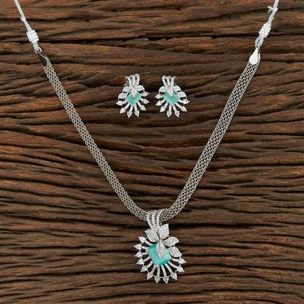 Cz Classic Pendant Set With Rhodium Plating