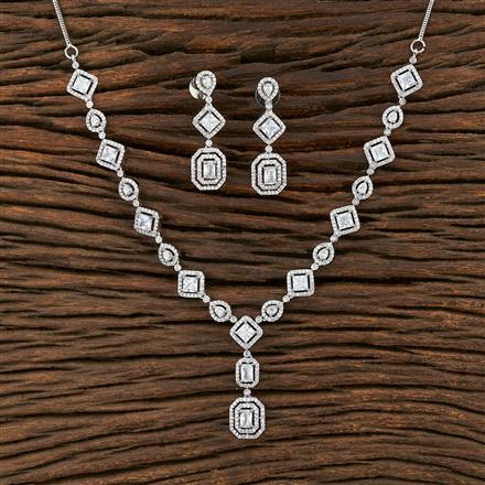 Cz Delicate Necklace With Rhodium Plating