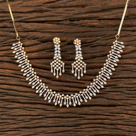 Cz Delicate Necklace With 2 Tone Plating