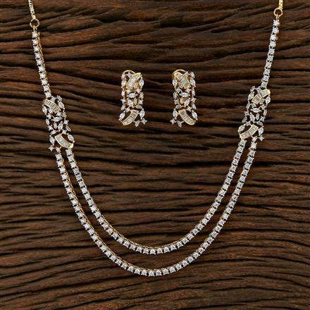 Cz 2 Line Necklace With 2 Tone Plating
