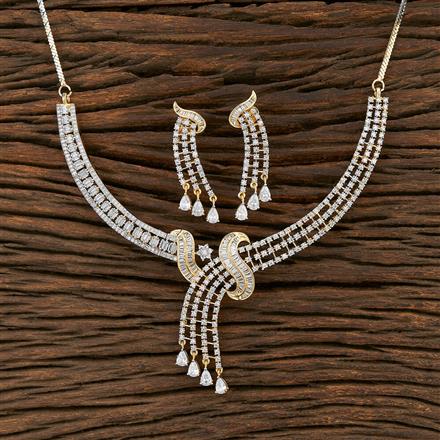 Cz Stiff Necklace With 2 Tone Plating