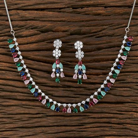 Cz Delicate Necklace With Rhodium Plating