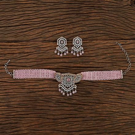 Cz Bandhai Necklace With Black Rose Plating