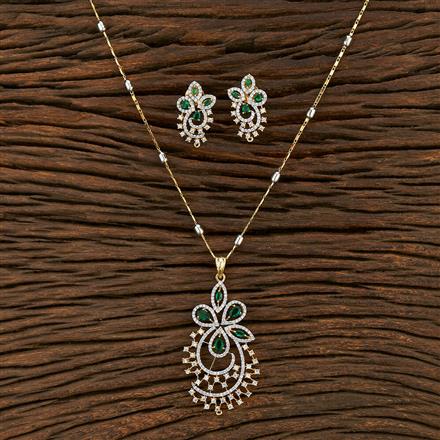 Cz Classic Pendant Set With 2 Tone Plating