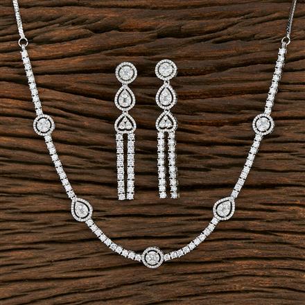 Cz Delicate Necklace With Rhodium Plating