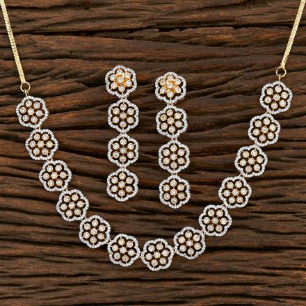 Cz Delicate Necklace With 2 Tone Plating