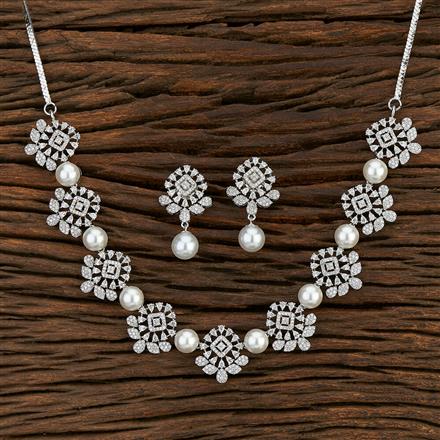 Cz Classic Necklace With Rhodium Plating