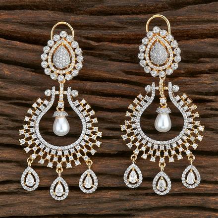 Cz Long Earring With 2 Tone Plating