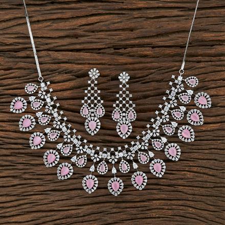 Cz Classic Necklace With Rhodium Plating