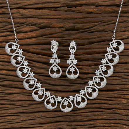 Cz Classic Necklace With Rhodium Plating