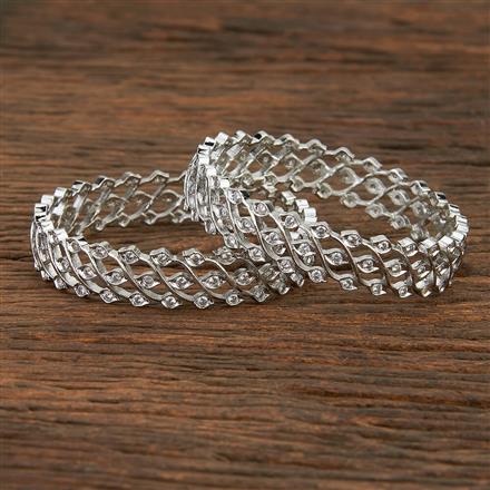 Cz Openable Bangles With Rhodium Plating