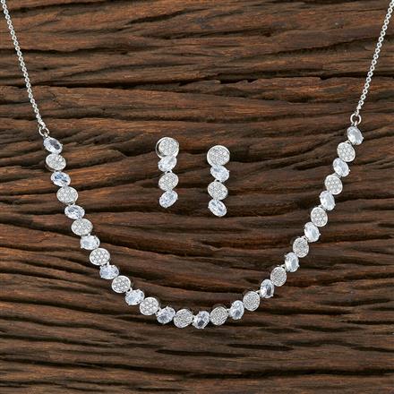 Cz Delicate Necklace With Rhodium Plating