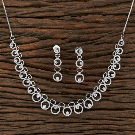 Cz Classic Necklace With Rhodium Plating
