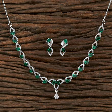 Cz Delicate Necklace With Rhodium Plating