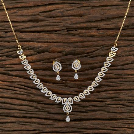 Cz Delicate Necklace With 2 Tone Plating