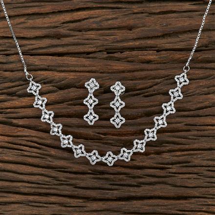 Cz Delicate Necklace With Rhodium Plating