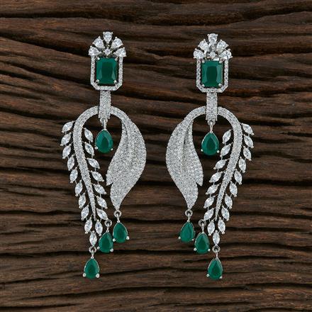 Cz Long Earring With Rhodium Plating