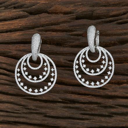 Cz Short Earring With Rhodium Plating