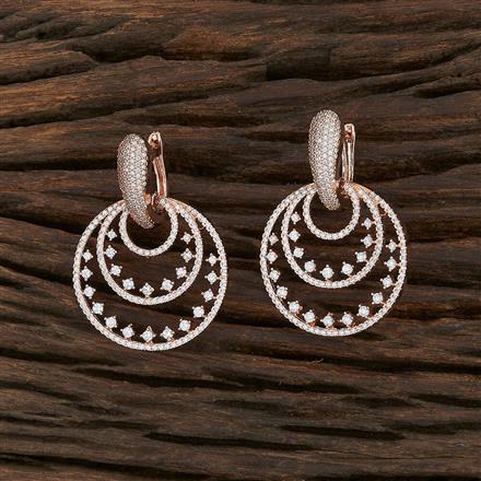 Cz Short Earring With Rose Gold Plating