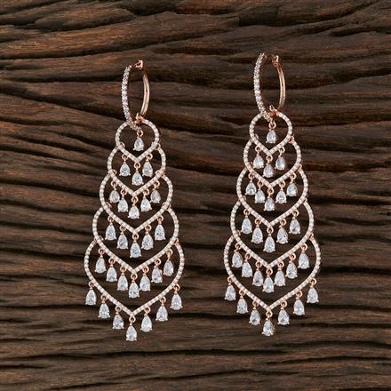 Cz Long Earring With Rose Gold Plating